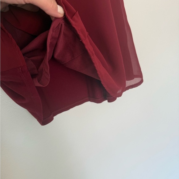 Ann Taylor Brick Red Keyhole Ruffle Blouse - Picture 5 of 8